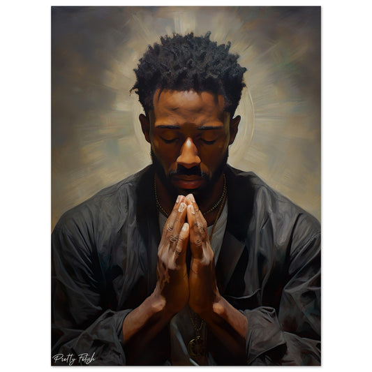 Black Man Praying Museum-Quality Matte Paper Poster