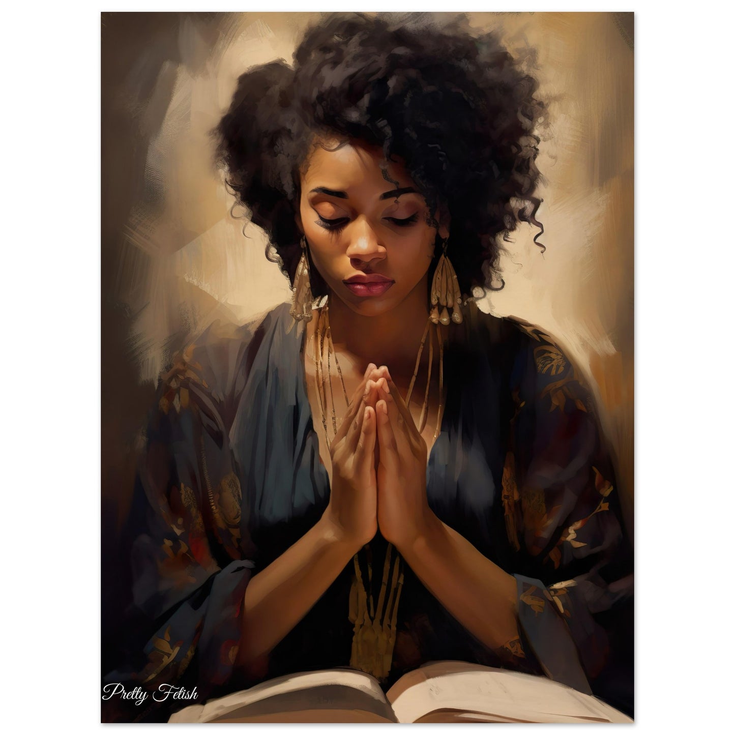 Reverence in Faith: A Black Woman's Prayer Poster – Pretty Fetish