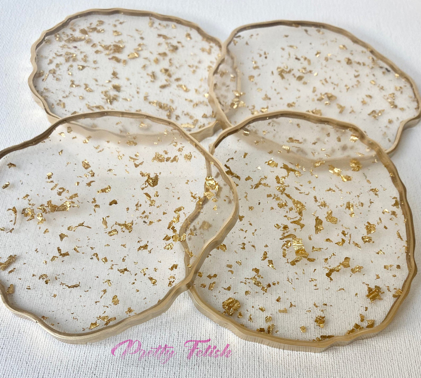 Resin Geode Coaster with Gold Flakes