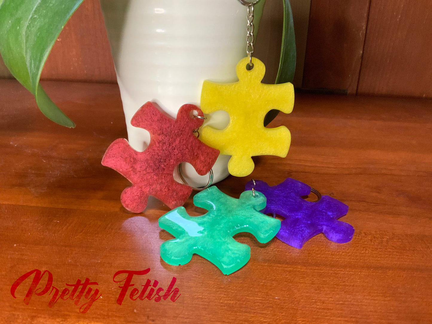 Resin Autism Puzzle Piece Keychain
