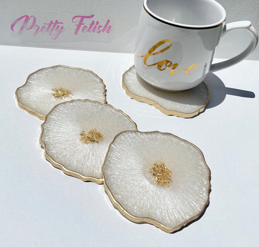 Resin Geode Coaster with Gold Flakes